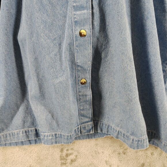 Blair Women Size XL Embroidered Angel Denim Button Down Shirt Top 90s Grannycore - Picture 10 of 12
